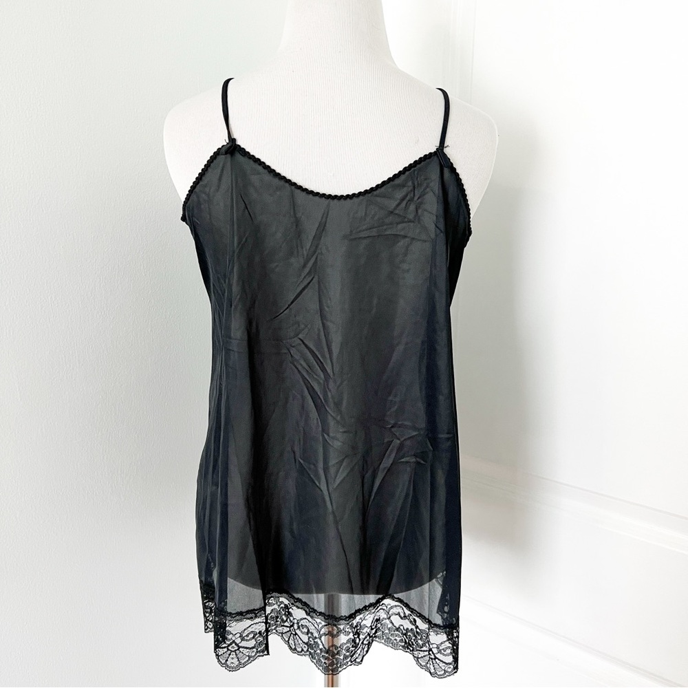 Vintage Elegant Black Lace Tie Front Camisole Top - Medium - Picture 3 of 5